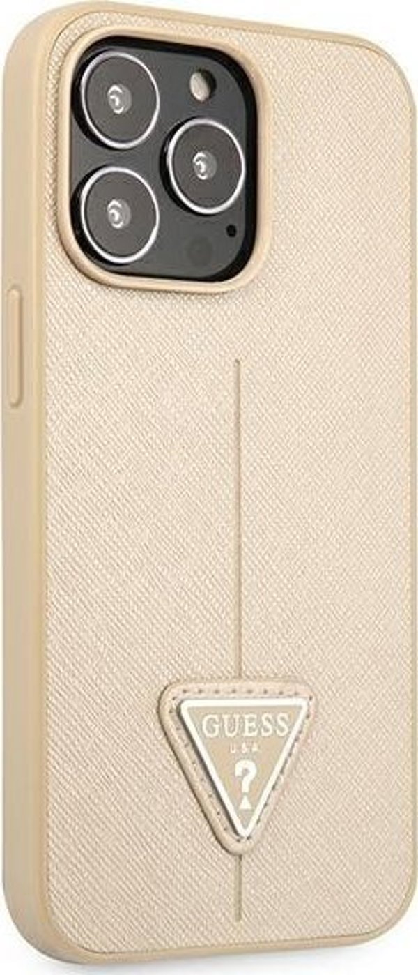 Guess Etui Guess για iPhone 14 Pro 6,1" σκληρή θήκη SaffianoTriangle Logo σε μπεζ χρώμα
