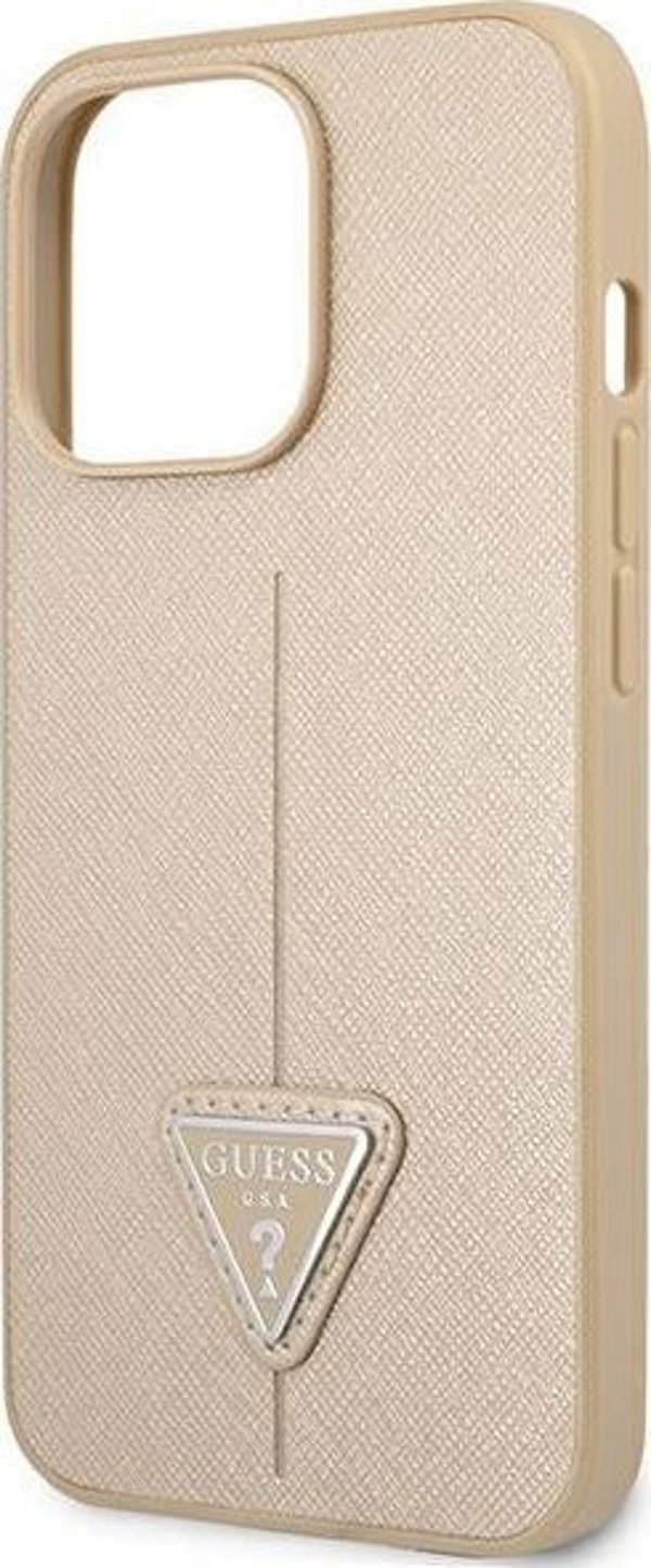 Guess Etui Guess για iPhone 14 Pro 6,1" σκληρή θήκη SaffianoTriangle Logo σε μπεζ χρώμα