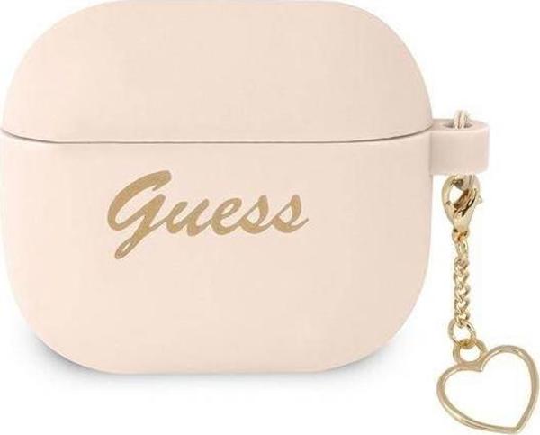 Guess case for Airpods 3 GUA3LSCHSP pink Silicone Heart Charm 3666339039028