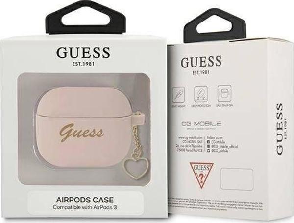 Guess case for Airpods 3 GUA3LSCHSP pink Silicone Heart Charm 3666339039028