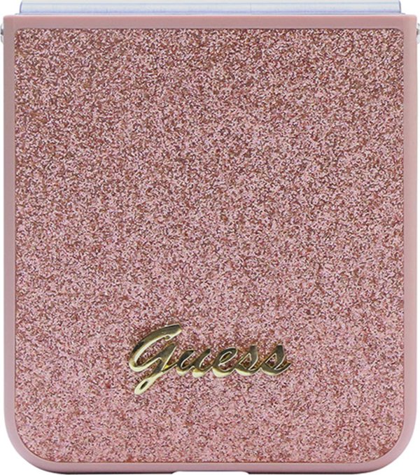 Guess case for Samsung Z Flip5 GUHCZF5HGGSHP pink HC PU/TPU Glitter Script 3666339173999