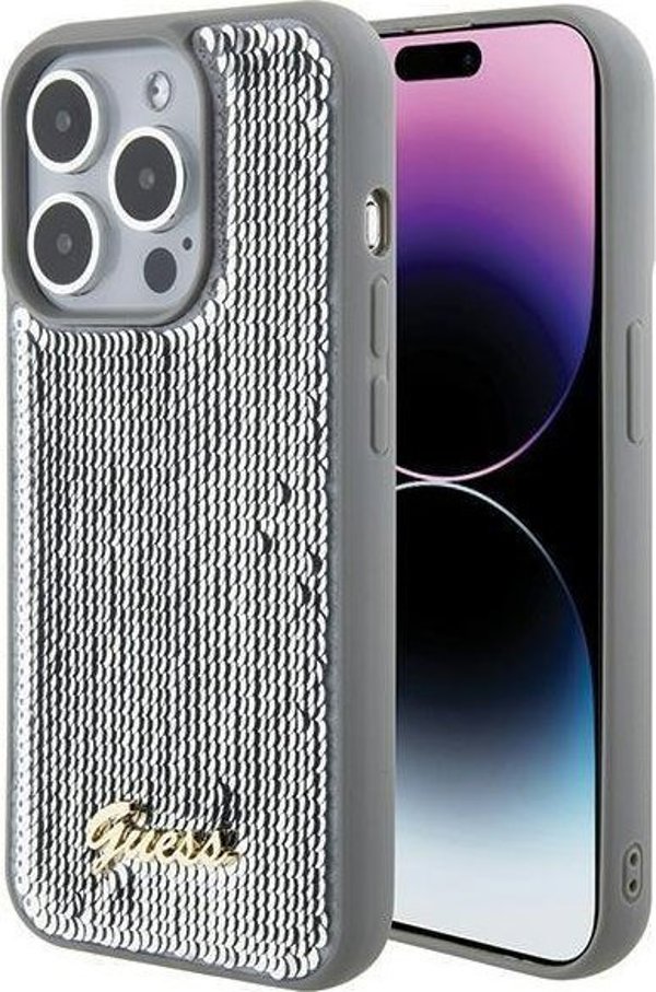 Guess Guess GUHCP15LPSFDGSS iPhone 15 Pro 6.1" ασημί/silver σκληρή θήκη Sequin Script Metal