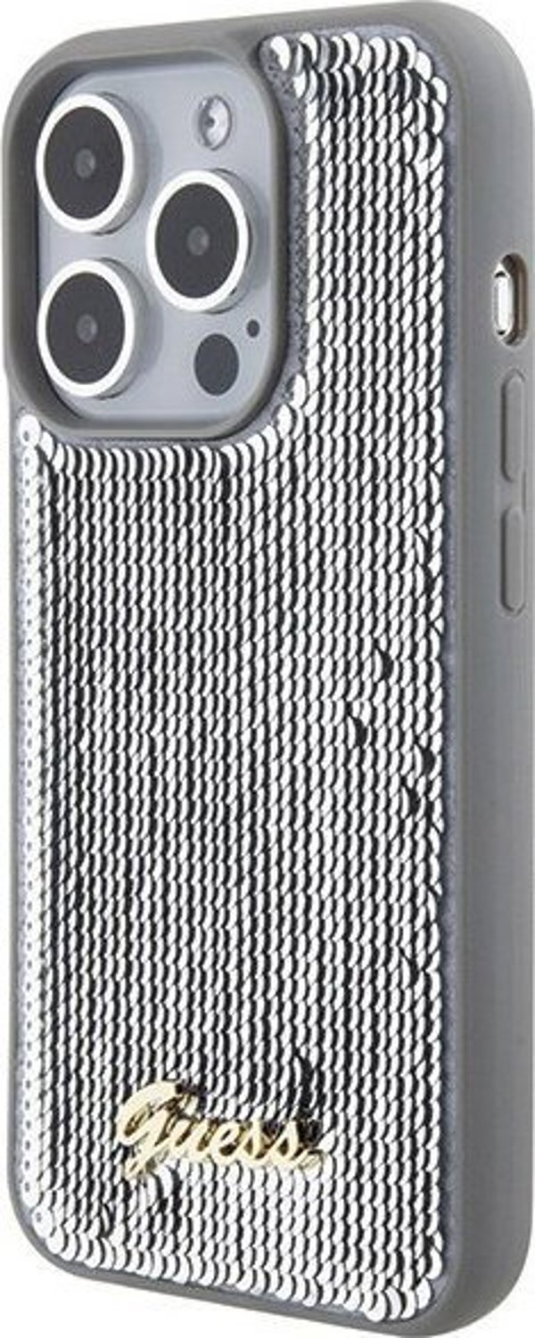 Guess Guess GUHCP15LPSFDGSS iPhone 15 Pro 6.1" ασημί/silver σκληρή θήκη Sequin Script Metal