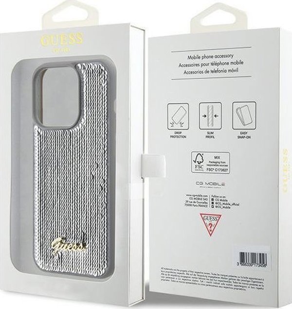 Guess Guess GUHCP15LPSFDGSS iPhone 15 Pro 6.1" ασημί/silver σκληρή θήκη Sequin Script Metal