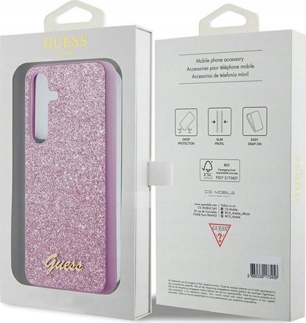 Guess Αυθεντική Θήκη GUESS Hardcase GUHCS24SHGGSHU για Samsung S24 (Glitter Script / μωβ)