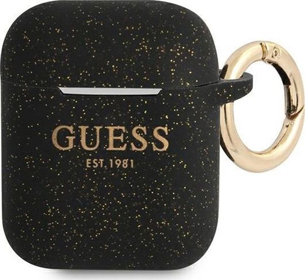 Guess GUA2SGGEK Silicone Glitter Protective Case for AirPods 1/2 black 8659988 3666339010263