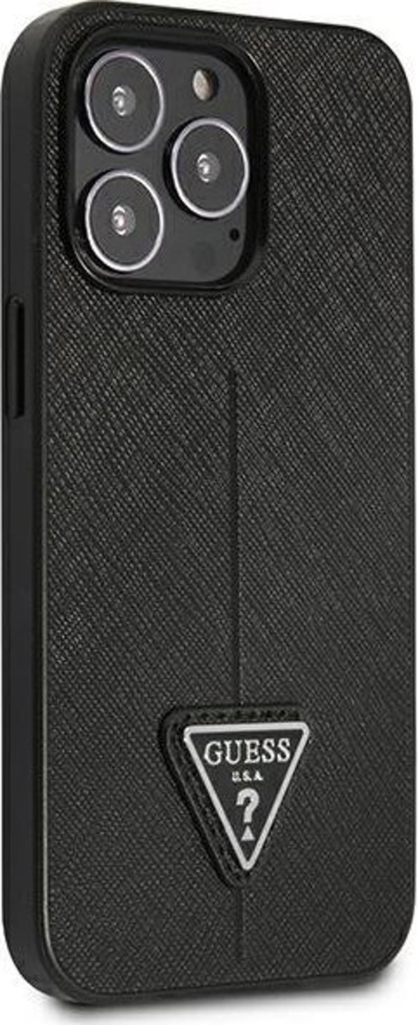 Guess case for iPhone 14 Pro 6,1" GUHCP14LPSATLK black HC Saffiano PU Triangle 3666339065386
