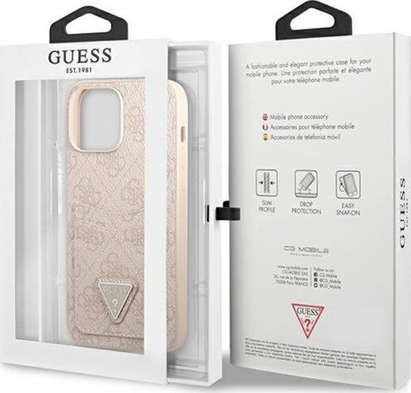 Guess case for iPhone 13 Pro Max 6,7" GUHCP13XP4TPP pink hardcase 4G Triangle Logo Cardslot 3666339047757
