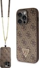 Guess case for iPhone 14 Pro 6,1" GUHCP14LP4TDSCPW brown HC PU Leather Metal Logo Strass Crossbody 3666339146924
