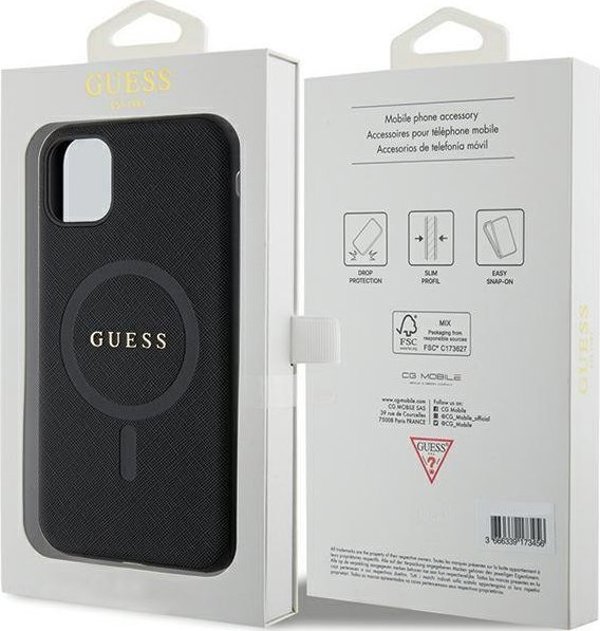 Guess Θήκη Guess GUHMN61PSAHMCK Apple iPhone 11/XR σκληρή θήκη Saffiano MagSafe μαύρο