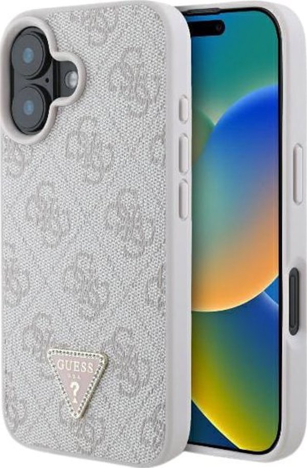 Guess Guess GUHCP16SP4TDPP iPhone 16 6.1" ροζ/ροζ σκληρή θήκη Δέρμα 4G Τρίγωνο Strass MagSafe