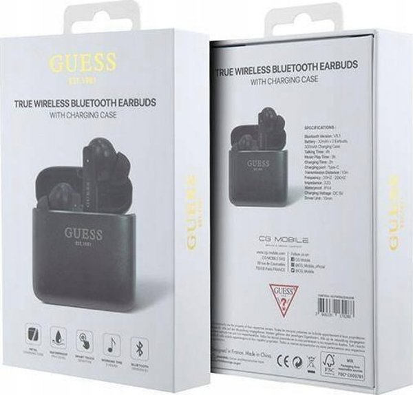 Guess Bluetooth headphones GUTWSSU20ALEGK TWS + charge station black Printed Logo 3666339170288