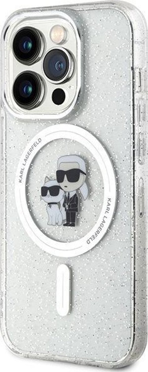 Διάφανη σκληρή θήκη Karl Lagerfeld Karl Lagerfeld KLHMP15LHGKCNOT iPhone 15 Pro 6.1" Karl&Choupette Glitter MagSafe