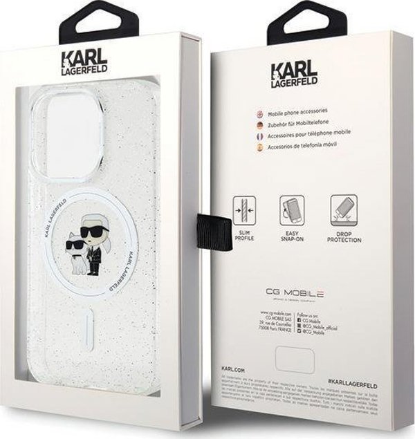 Διάφανη σκληρή θήκη Karl Lagerfeld Karl Lagerfeld KLHMP15LHGKCNOT iPhone 15 Pro 6.1" Karl&Choupette Glitter MagSafe