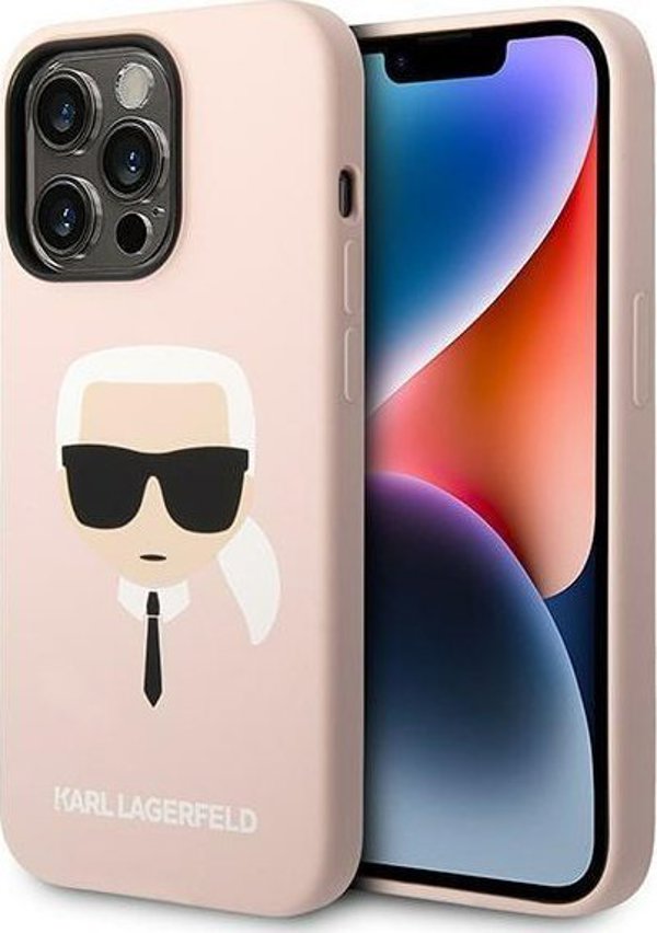 Σκληρή θήκη Karl Lagerfeld για iPhone 14 Pro Max 6,7" ρουζ ανοιχτό/light pink Silicone Karl`s Head Magsafe