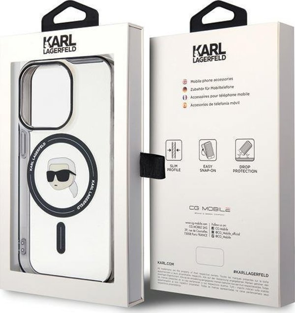 Διαφανής σκληρή θήκη Karl Lagerfeld KLHMP15XHKHNOTK iPhone 15 Pro Max 6.7" IML Karl`s Head MagSafe