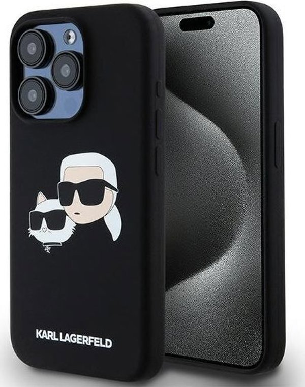 Σκληρή θήκη Karl Lagerfeld KLHMP15XSKCHPPLK iPhone 15 Pro Max 6.7" μαύρο/μαύρο σιλικόνης Karl & Choupette MagSafe
