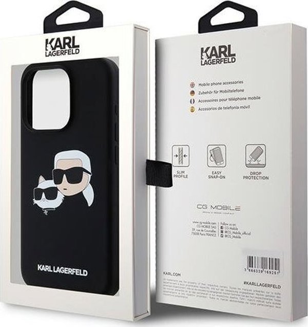 Σκληρή θήκη Karl Lagerfeld KLHMP15XSKCHPPLK iPhone 15 Pro Max 6.7" μαύρο/μαύρο σιλικόνης Karl & Choupette MagSafe