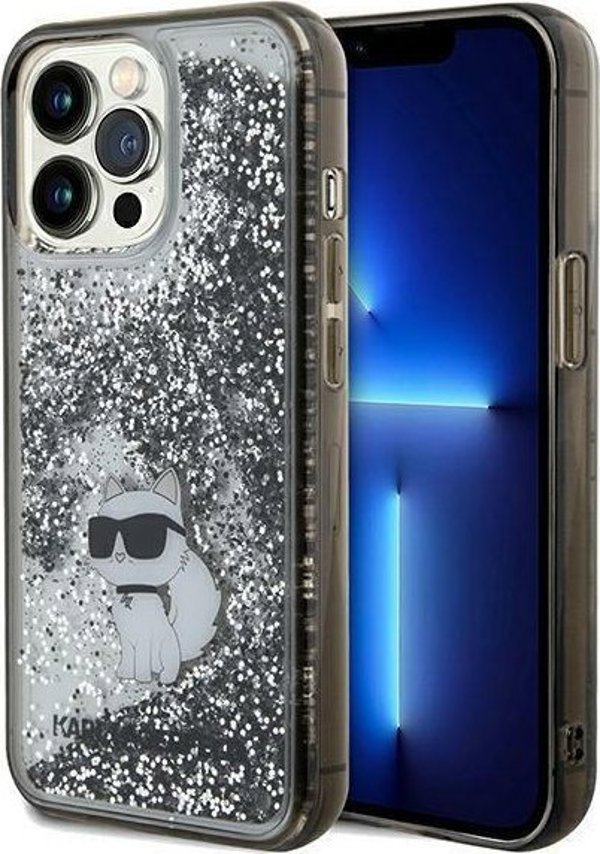 Διάφανη σκληρή θήκη Karl Lagerfeld KLHCP13LLKCNSK για iPhone 13 Pro / 13 6.1" με υγρό Glitter Choupette