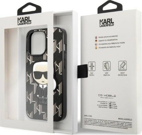 Σκληρή θήκη Karl Lagerfeld Etui Karl Lagerfeld KLHCP13LPMNIKBK Apple iPhone 13 Pro μαύρη Monogram Ikonik Patch