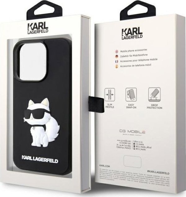 Σκληρή θήκη Karl Lagerfeld KLHCP14X3DRKHNK Apple iPhone 14 Pro Max μαύρη Rubber Choupette 3D