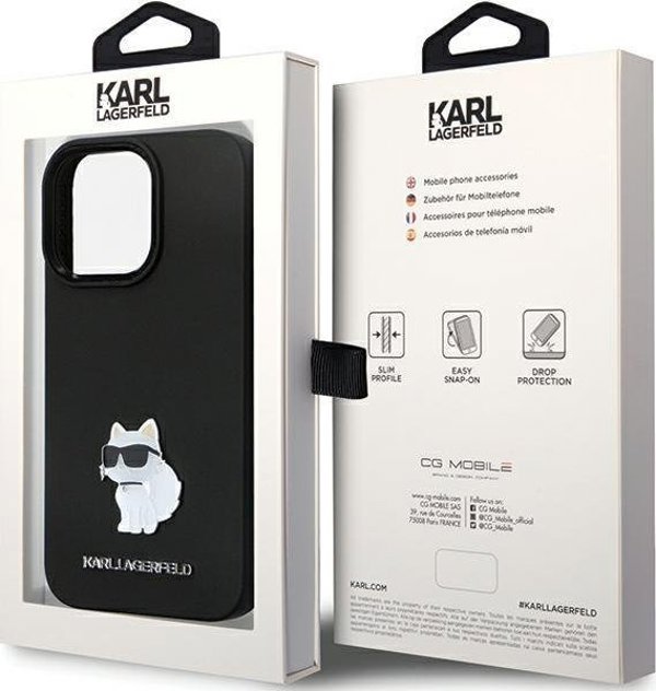 Σκληρή θήκη Karl Lagerfeld Karl Lagerfeld KLHCP13LSMHCNPK iPhone 13 Pro / 13 6.1" μαύρη σιλικόνης C Metal Pin