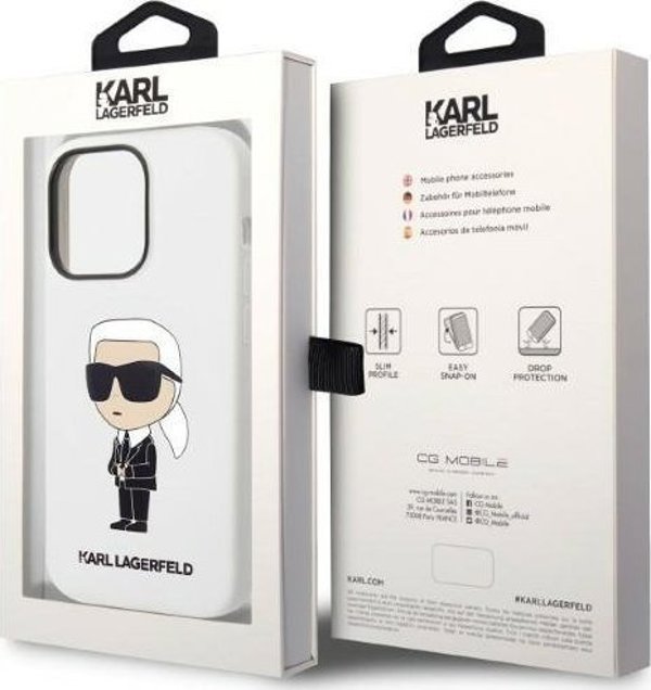 Θήκη Karl Lagerfeld KLHCP14XSNIKBCH Apple iPhone 14 Pro Max σκληρή θήκη λευκή Σιλικόνη Ikonik