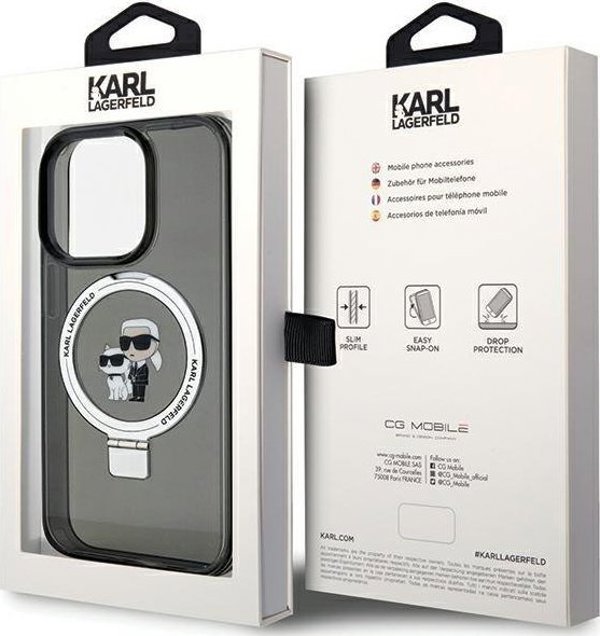 Karl Lagerfeld Karl Lagerfeld KLHMP13LHMRSKCK iPhone 13 Pro 6.1" μαύρη/μαύρο σκληρή θήκη Ring Stand Karl&Choupettte MagSafe