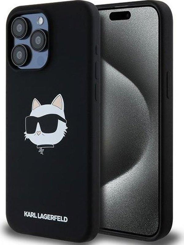 Karl Lagerfeld Karl Lagerfeld KLHMP15LSCHPPLK iPhone 15 Pro 6.1" μαύρη/black σκληρή θήκη σιλικόνης Choupette Head MagSafe