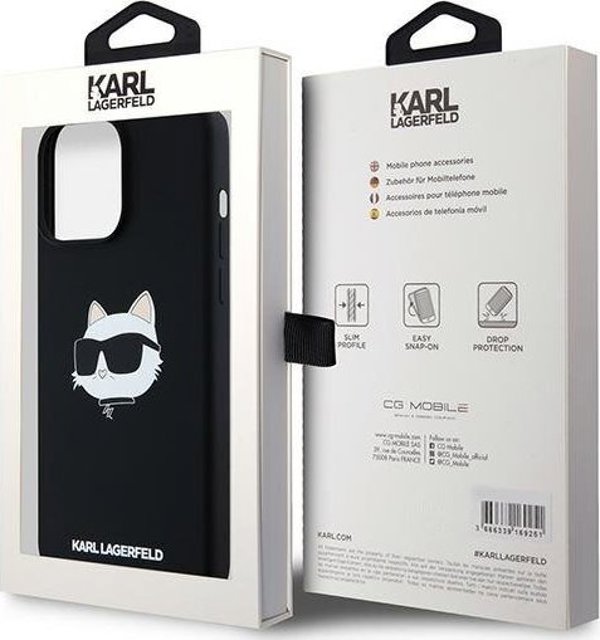 Karl Lagerfeld Karl Lagerfeld KLHMP15LSCHPPLK iPhone 15 Pro 6.1" μαύρη/black σκληρή θήκη σιλικόνης Choupette Head MagSafe