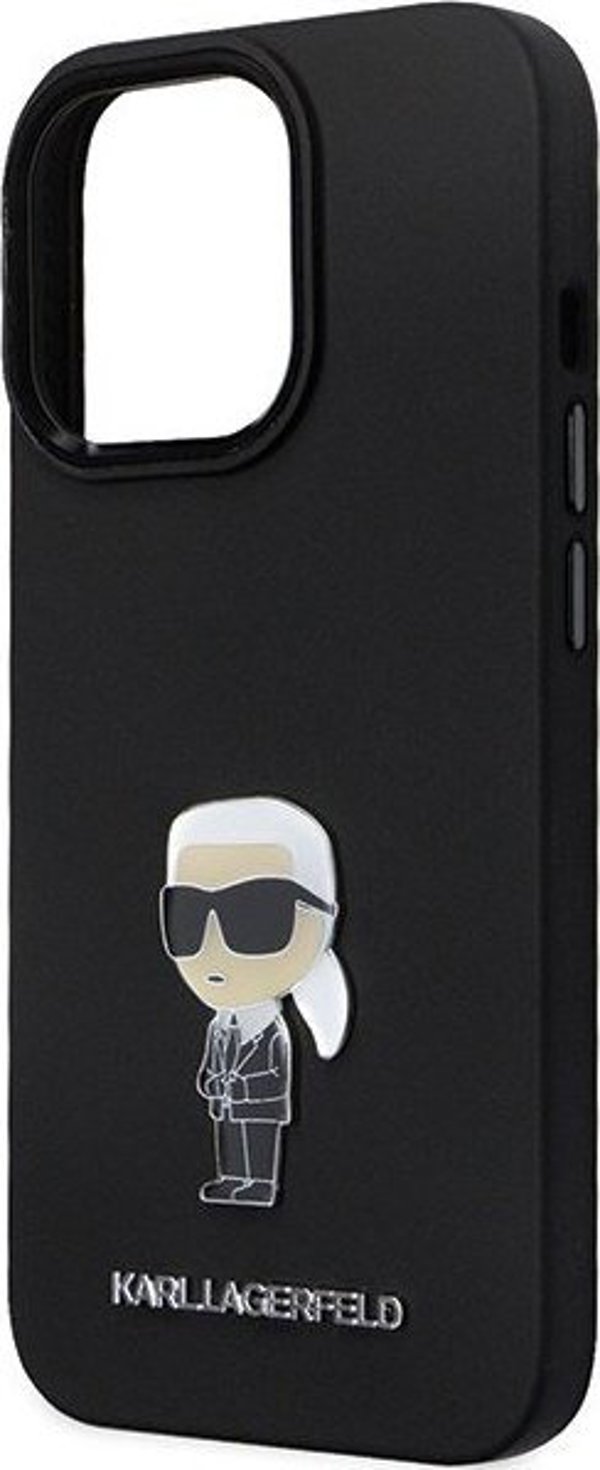 Κάλυμμα Karl Lagerfeld KLHCP14XSMHKNPK iPhone 14 Pro Max 6.7" μαύρο/μαύρο Σιλικόνη Ikonik Metal Pin