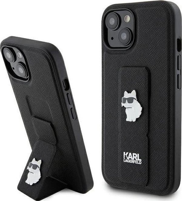 Karl Lagerfeld Karl Lagerfeld KLHCP15SGSACHPK iPhone 15 6.1" μαύρο/black σκληρή θήκη Gripstand Saffiano Choupette Pins