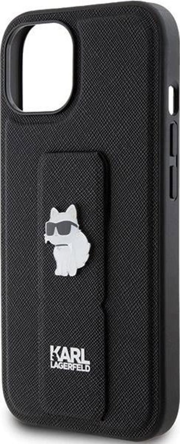 Karl Lagerfeld Karl Lagerfeld KLHCP15SGSACHPK iPhone 15 6.1" μαύρο/black σκληρή θήκη Gripstand Saffiano Choupette Pins