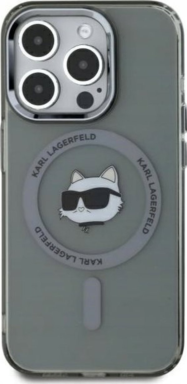 Σκληρή θήκη Karl Lagerfeld KLHMP15XHLSCHK iPhone 15 Pro Max 6.7" μαύρο/μαύρο IML Metal Choupette Head MagSafe
