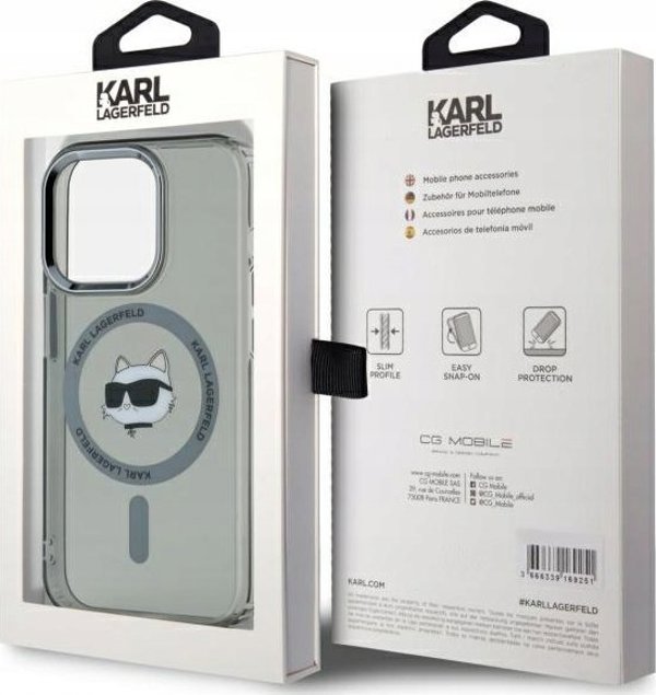 Σκληρή θήκη Karl Lagerfeld KLHMP15XHLSCHK iPhone 15 Pro Max 6.7" μαύρο/μαύρο IML Metal Choupette Head MagSafe