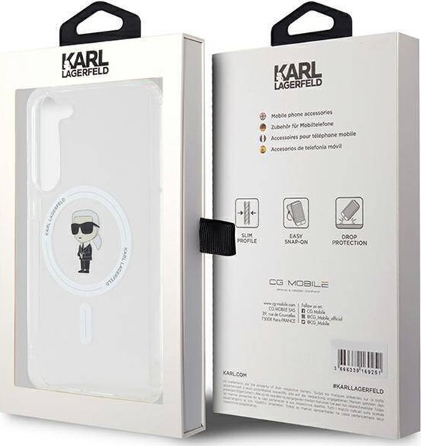 Σκληρή θήκη Karl Lagerfeld KLHMS23MHFCKNOT Samsung Galaxy S23+ Plus IML Ikonik MagSafe διαφανής
