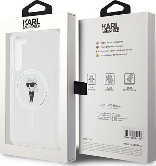 Σκληρή θήκη Karl Lagerfeld KLHMS23MHFCKNOT Samsung Galaxy S23+ Plus IML Ikonik MagSafe διαφανής