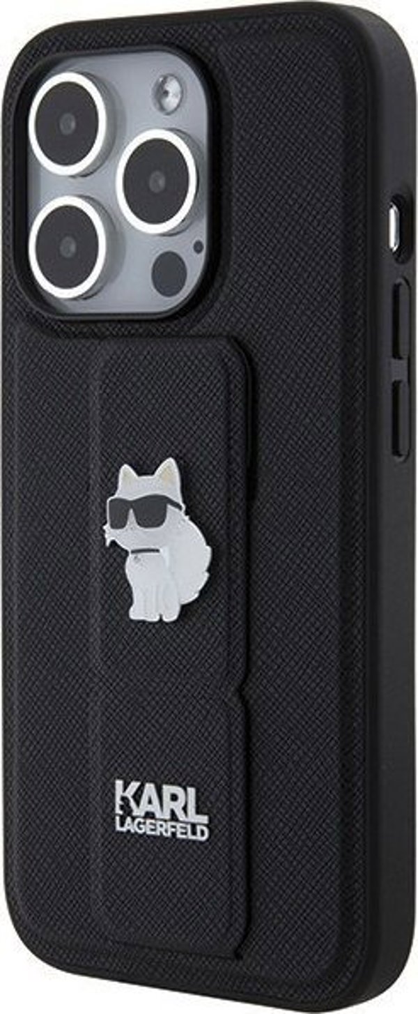 Karl Lagerfeld Karl Lagerfeld KLHCP15LGSACHPK iPhone 15 Pro 6.1" μαύρη σκληρή θήκη Gripstand Saffiano Choupette Pins