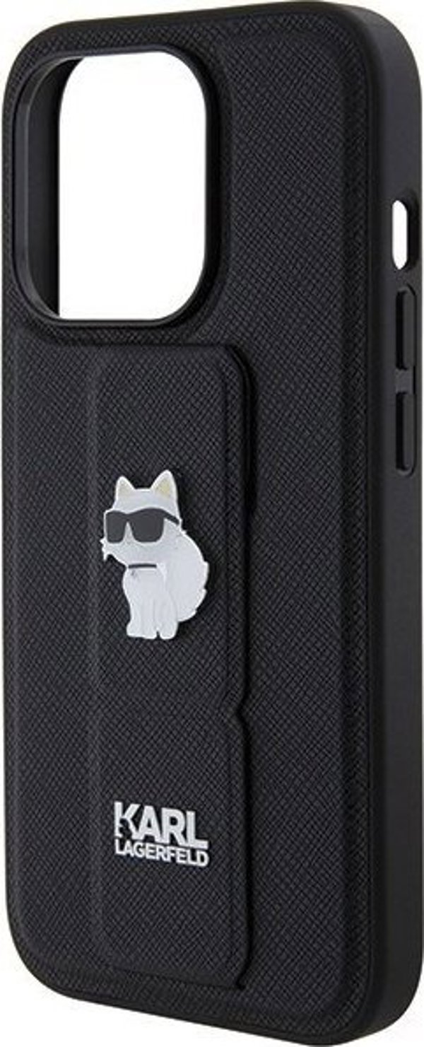 Karl Lagerfeld Karl Lagerfeld KLHCP15LGSACHPK iPhone 15 Pro 6.1" μαύρη σκληρή θήκη Gripstand Saffiano Choupette Pins