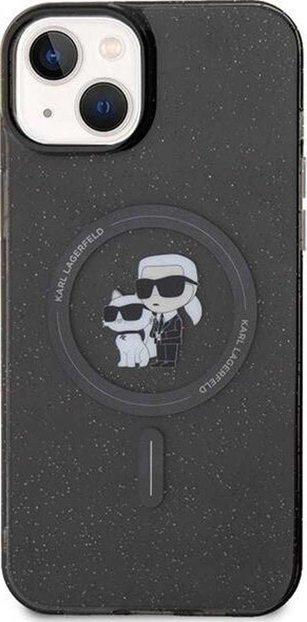 Σκληρή θήκη Karl Lagerfeld Karl Lagerfeld KLHMP15MHGKCNOK iPhone 15 Plus / 14 Plus 6.7" μαύρο Karl&Choupette Glitter MagSafe