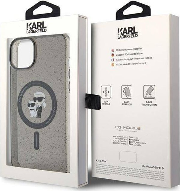 Σκληρή θήκη Karl Lagerfeld Karl Lagerfeld KLHMP15MHGKCNOK iPhone 15 Plus / 14 Plus 6.7" μαύρο Karl&Choupette Glitter MagSafe