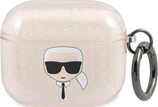 Θήκη προστασίας Karl Lagerfeld KLA3UKHGD Glitter Karl`s Head για AirPods 3 χρυσό