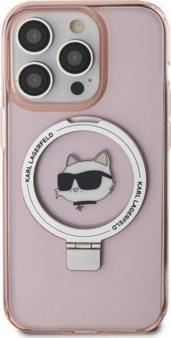 Karl Lagerfeld Karl Lagerfeld KLHMP15XHMRSCHP iPhone 15 Pro Max 6.7" ροζ σκληρή θήκη Ring Stand Choupette Head MagSafe