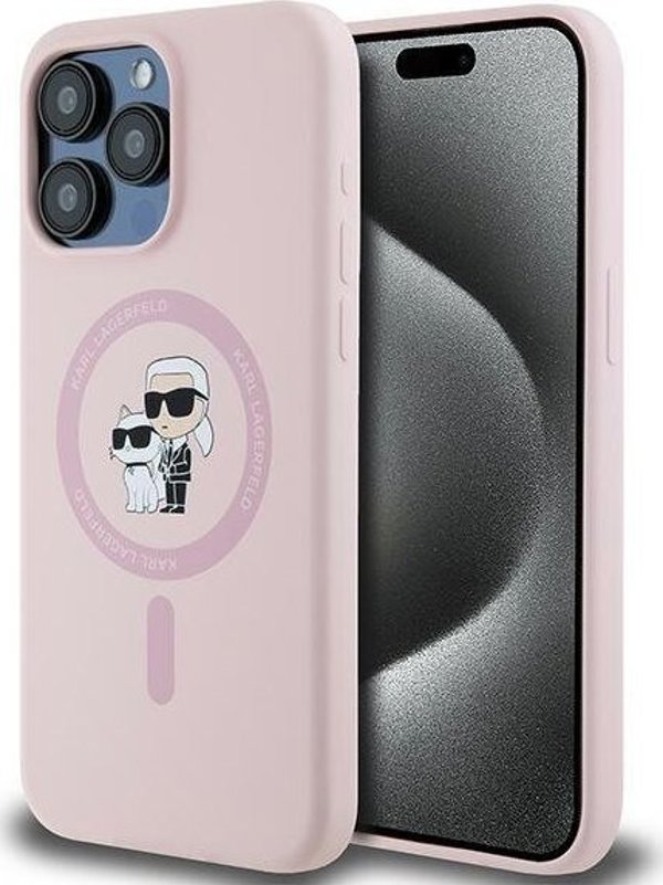 Karl Lagerfeld Karl Lagerfeld KLHMP15XSCMKCRHP iPhone 15 Pro Max 6.7" ροζ/ροζ σκληρή θήκη σιλικόνης Karl & Choupette Ring MagSafe