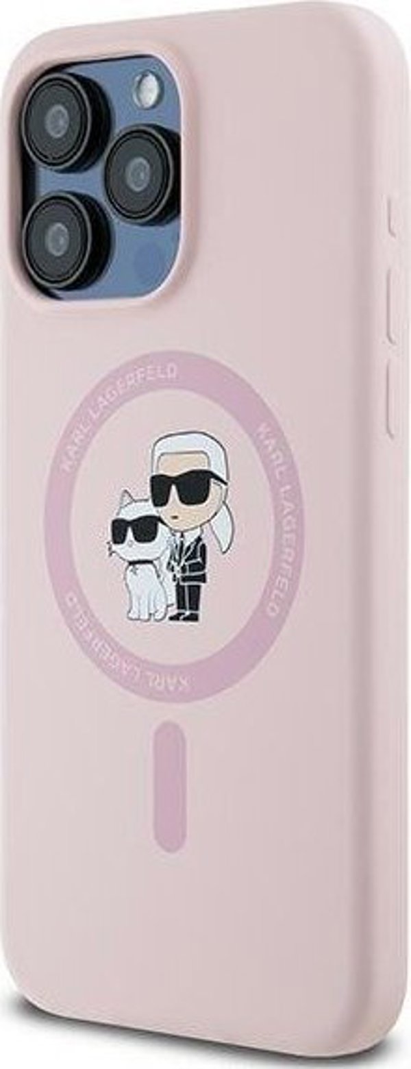 Karl Lagerfeld Karl Lagerfeld KLHMP15XSCMKCRHP iPhone 15 Pro Max 6.7" ροζ/ροζ σκληρή θήκη σιλικόνης Karl & Choupette Ring MagSafe
