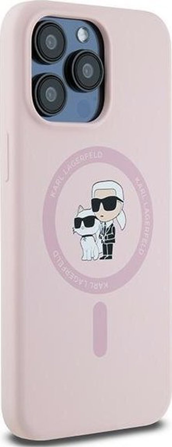 Karl Lagerfeld Karl Lagerfeld KLHMP15XSCMKCRHP iPhone 15 Pro Max 6.7" ροζ/ροζ σκληρή θήκη σιλικόνης Karl & Choupette Ring MagSafe