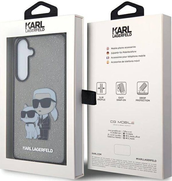 Σκληρή θήκη Karl Lagerfeld Etui Karl Lagerfeld KLHCS24MHNKCTGK Samsung Galaxy S24+ Plus Glitter Karl&Choupette czarny/black
