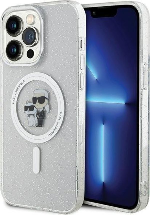 Διαφανής σκληρή θήκη Karl Lagerfeld KLHMP15XHGKCNOT iPhone 15 Pro Max 6.7" Karl&Choupette Glitter MagSafe