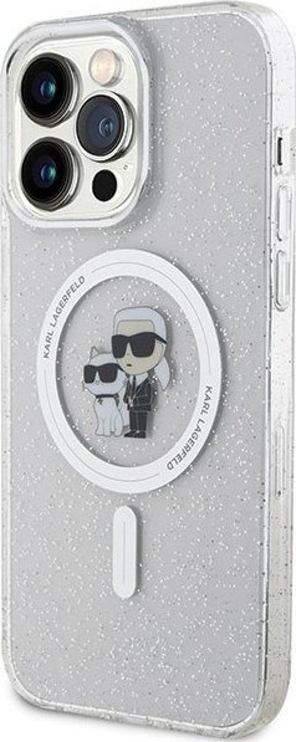 Διαφανής σκληρή θήκη Karl Lagerfeld KLHMP15XHGKCNOT iPhone 15 Pro Max 6.7" Karl&Choupette Glitter MagSafe