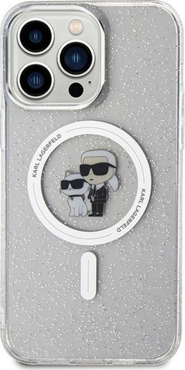 Διαφανής σκληρή θήκη Karl Lagerfeld KLHMP15XHGKCNOT iPhone 15 Pro Max 6.7" Karl&Choupette Glitter MagSafe